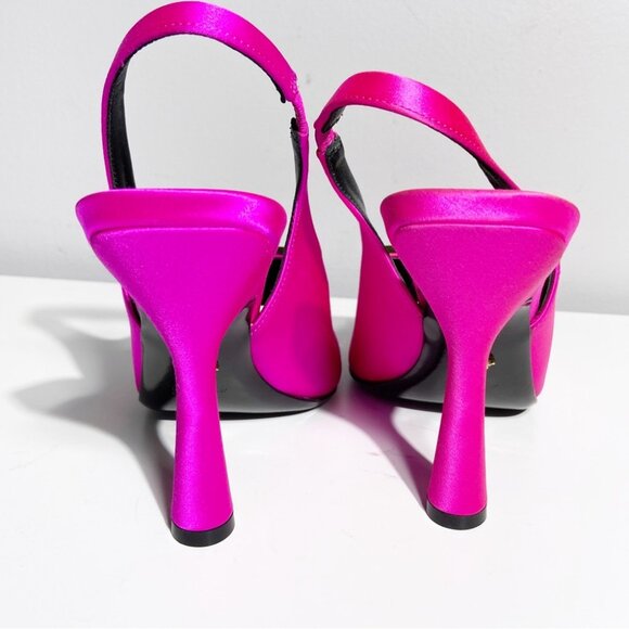 NWT Versace Crystal Medusa Square Toe Slingback High Heel Sandals size 36.5 - Picture 6 of 10